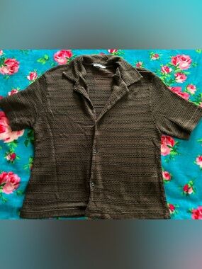 Zara Taupe-Brown Textured Knit Cardigan